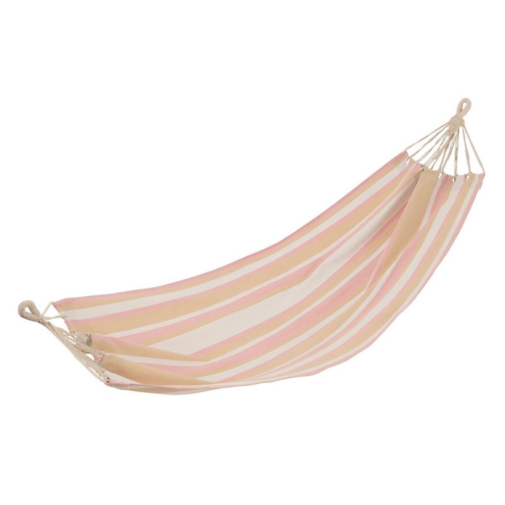 J-LINE Hamac en tissu rayures 200cm beige